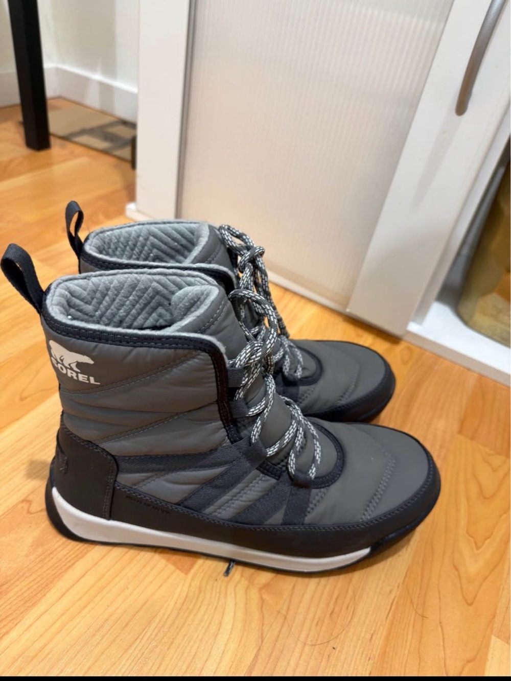 Sorel Gray Quilted Lace-Up Snow Boots